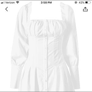Beautiful white cotton square neck dress